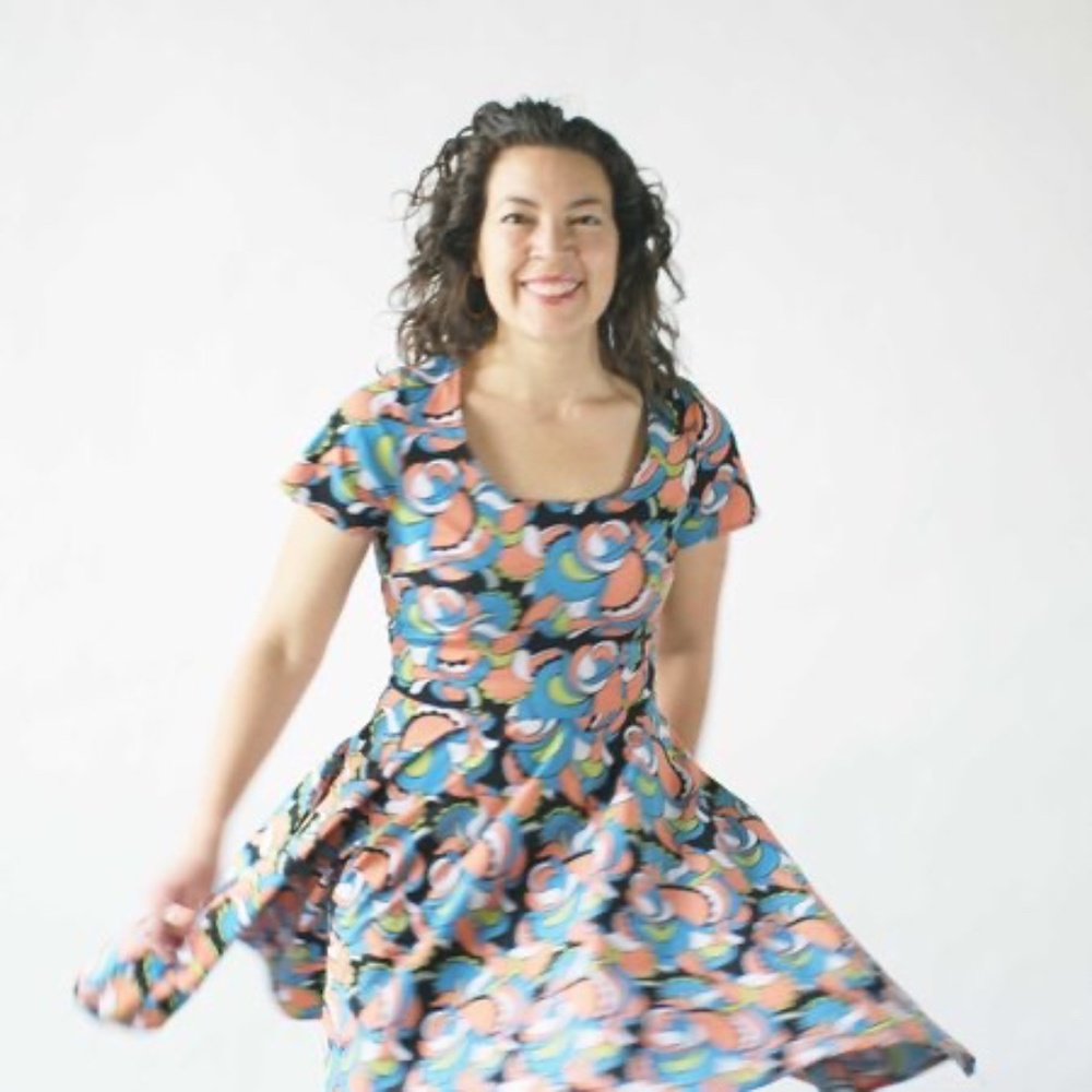 Nooworks Blue and Pink Swirl Mini Dress